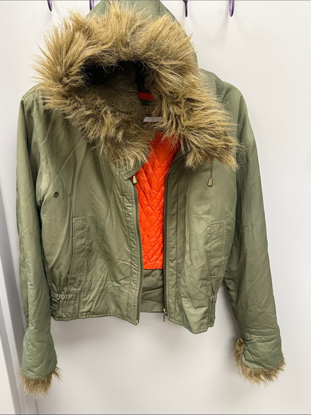 BKE Vintage Faux Fur Hooded Utility Jacket – Women’s Medium